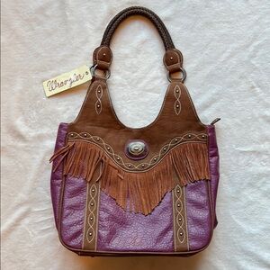 Wrangler Brown and Purple Shoulder Bag with Fringe